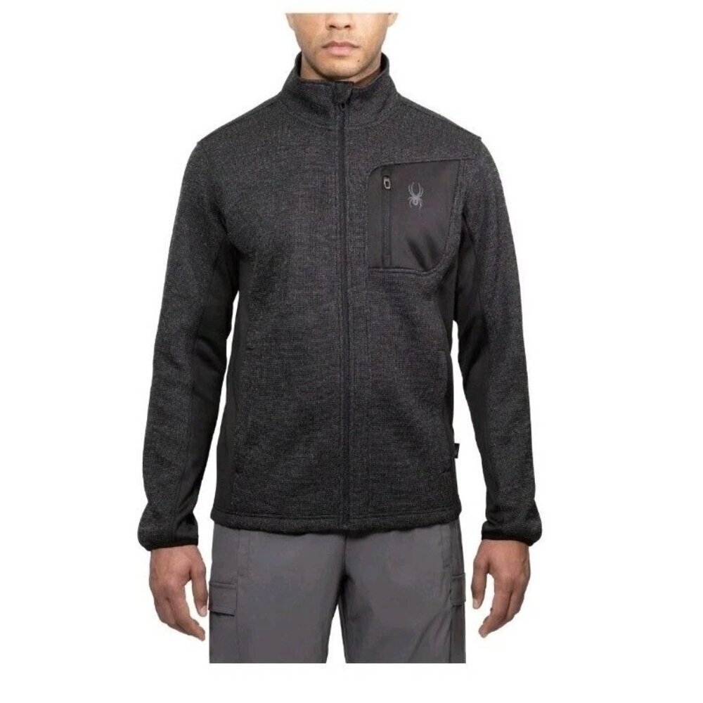 NWOT Spyder Men's Size M Full-Zip Gray Performance Active Sweatshirt G1638